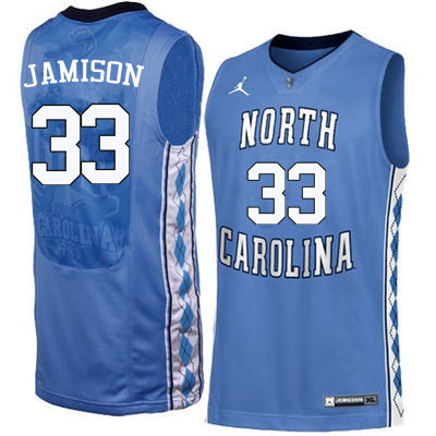 Men North Carolina Tar Heels #33 Antawn Jamison College Basketball Jerseys Sale-Blue